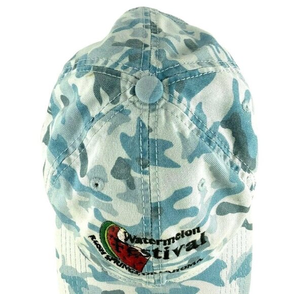 Watermelon Festival Blue Camo Baseball Cap Adjustable Distressed Nash Oklahoma - Picture 6 of 10